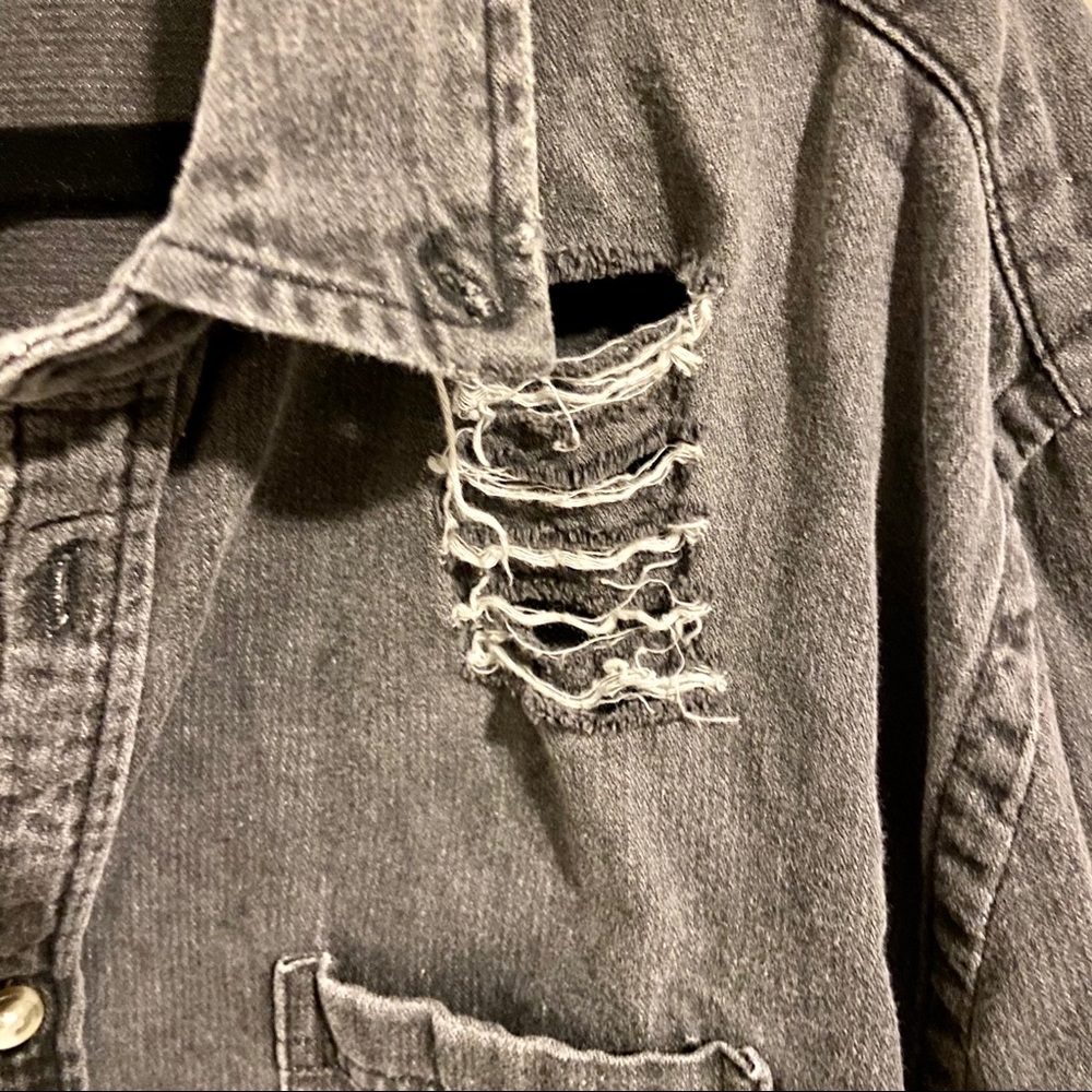 CPO provisions gray denim destroyed shirt EUC - Picture 4 of 15